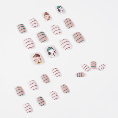 Snoopy cartoon stick contrast matte wear nail art fake nail nail patch nail art finished product removable｜365nails