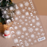 Winter Christmas Snowflake Nail Art Sticker 5D Embossed Three-dimensional White Hollow Snowflake Nail Sticker Ornament YL