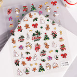 Christmas Themed Nail Art Sticker 5D Embossed Three-dimensional Santa Elk Nail Sticker Ornament CA
