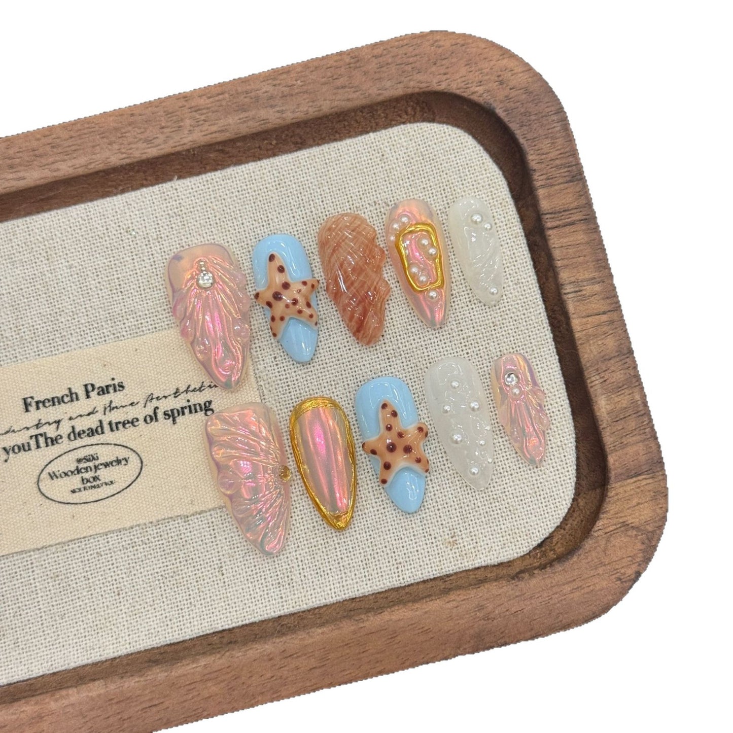 Iridescent Sea Shell & Starfish Press-On Nails