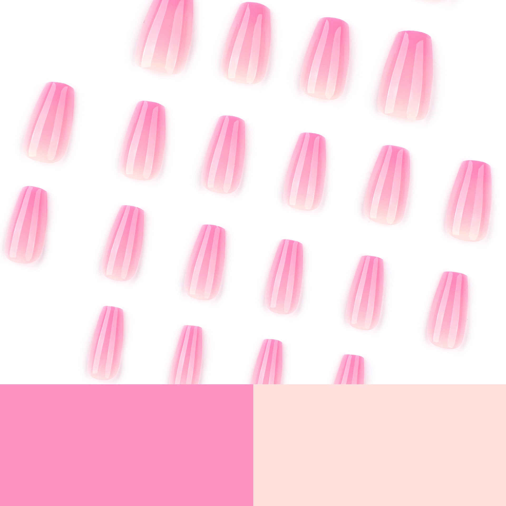 玫瑰紅漸層 短款芭蕾形簡約穿戴甲片（熱銷／批發）｜365nails