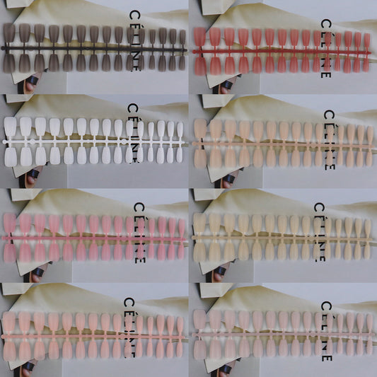 Nail Tips Solid color matte seamless press on nails patch 30 pieces strip multi-color full sticker short fake nail patch, wholesale