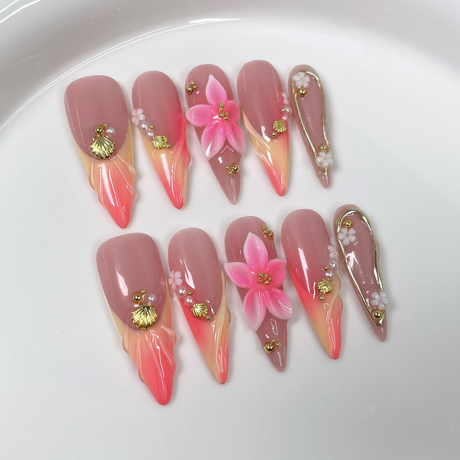 Sunset Blossom Shell 시리즈 프레스온 네일