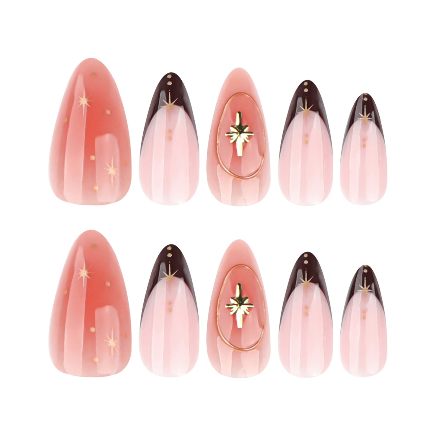 Hot Selling Star French Almond 3D Blush press-on nails
