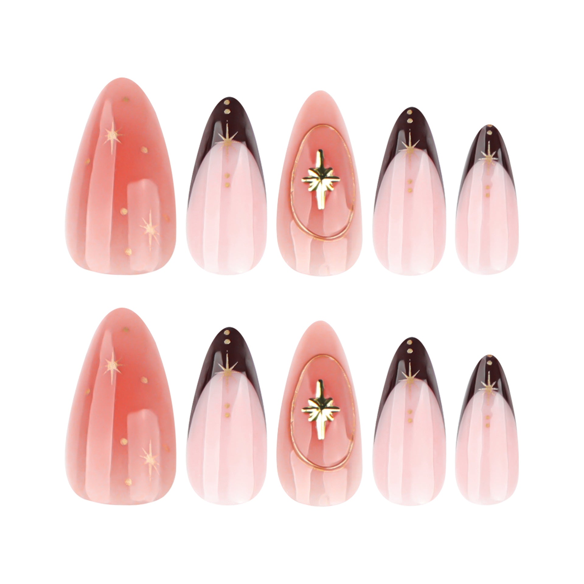 Hot Selling Star French Almond 3D Blush press-on nails