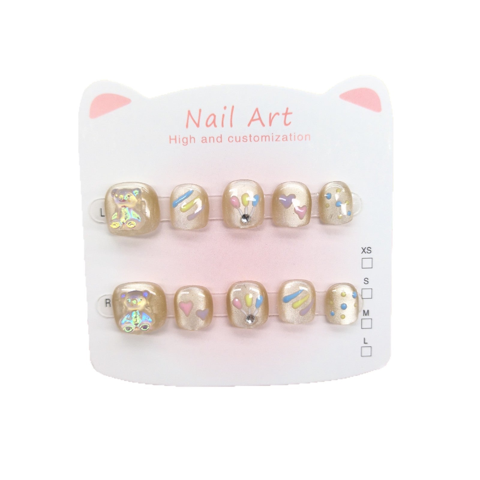 Cat’s Eye Shimmer Cute Kids Press On Nails Set