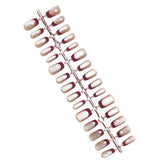 365nails Minimalist: "Ruby Cat Eye French" – Medium Almond Press On Nails (30pcs)