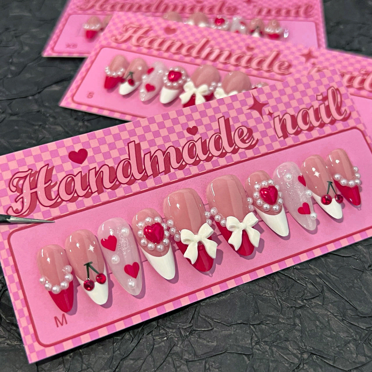 Sweetheart Cherry & Bow Press-On Nails