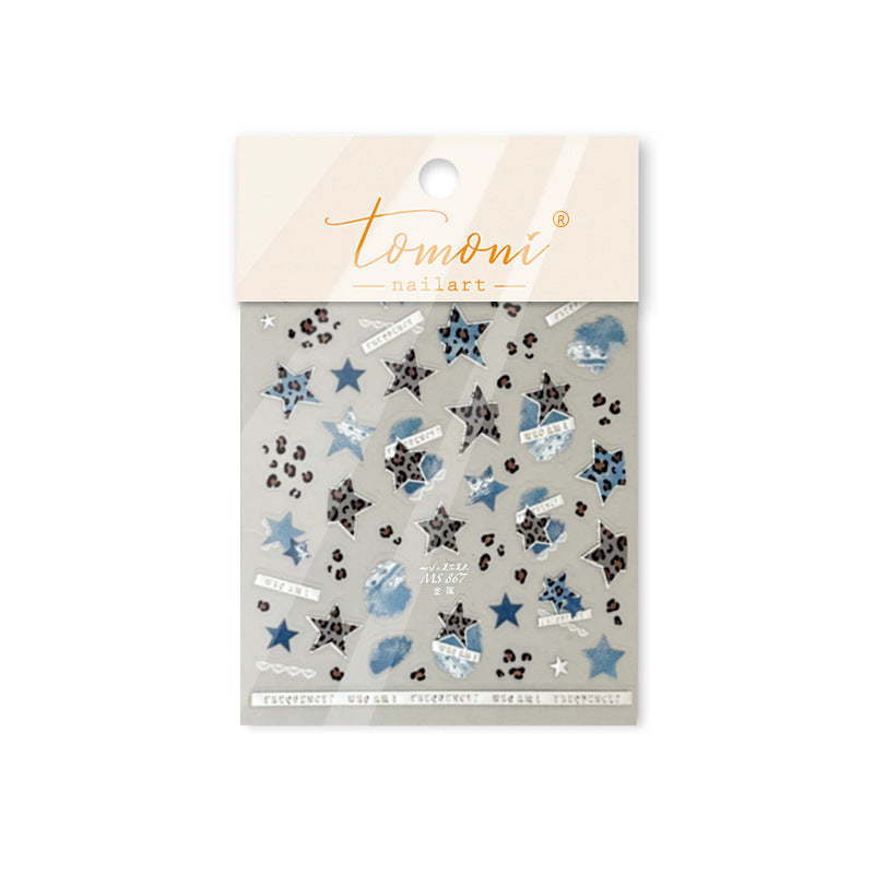 365nails: "Leopard Print Star & Blue" – Nail Art Stickers