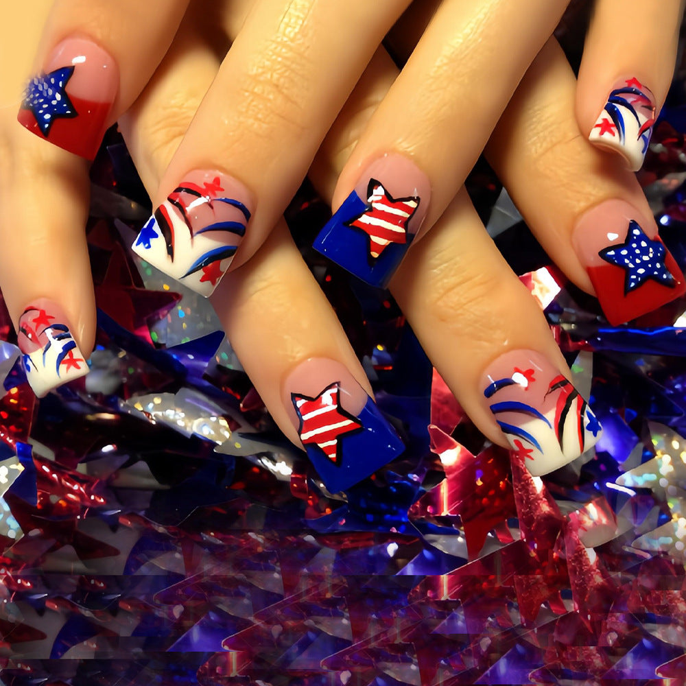 365nails: Independence Day Starlight French Square Press-On Nails