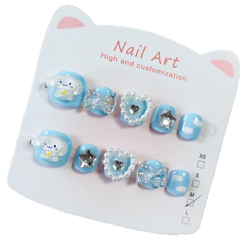 365nails: "cloudy cinnamoroll" – short round handmade kids press-on nails