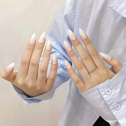 2025 new handmade press-on nails  popular white moonlight simple phototherapy versatile nail sticker | 365nails
