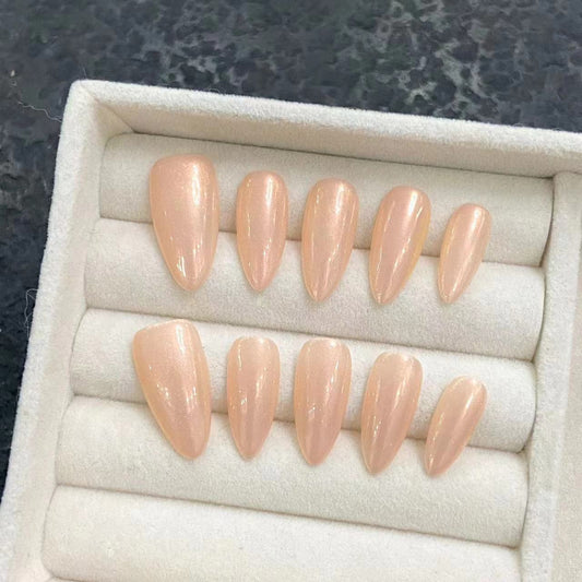 Pure handmade phototherapy nail art, press-on nails, naked pink versatile whitening finished product, reuse nail art | 365nails