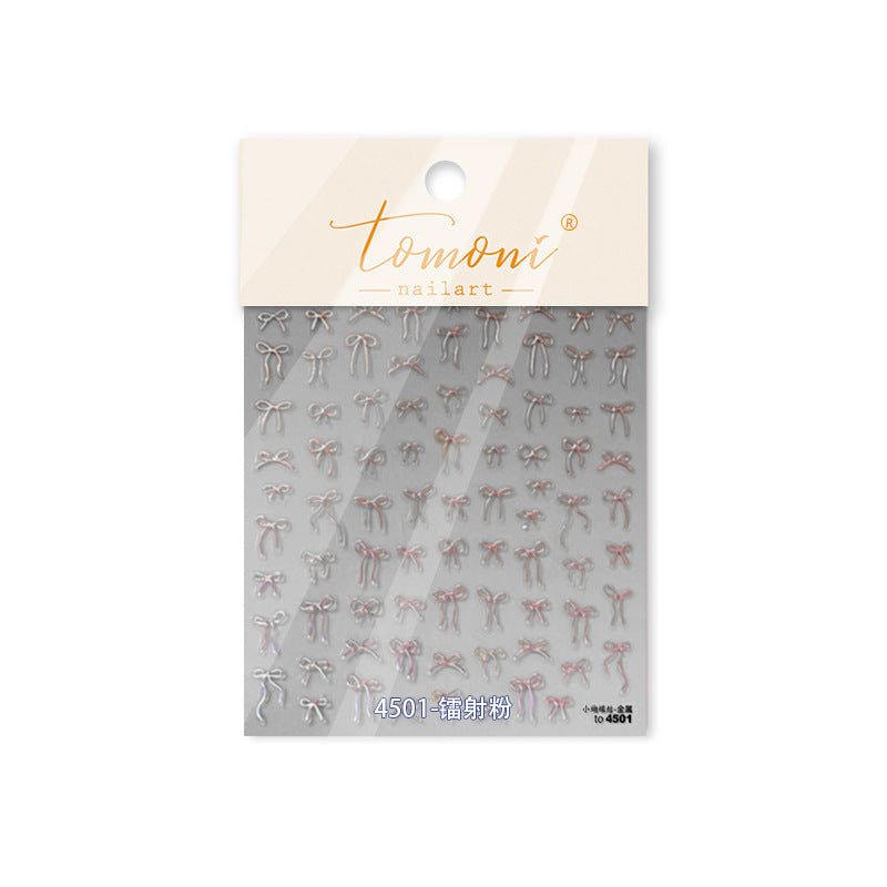 Mini Bow Collection: "Red-Gold Ribbon" – 3D Metallic Nail Sticker