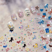 Denim Western Pony & Star: "Rustic Denim Cowgirl" – 5D Embossed Nail Sticker