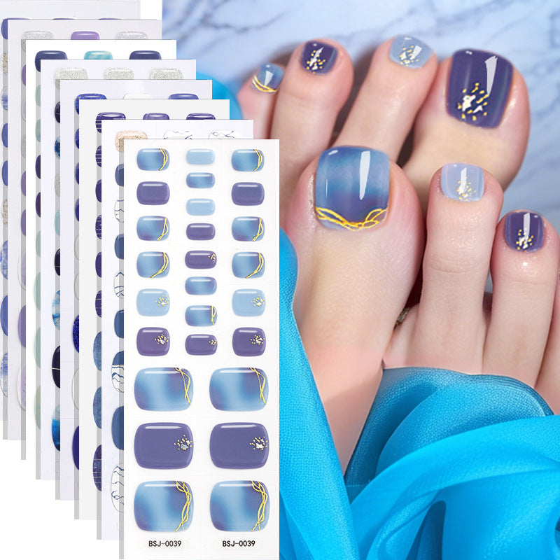 Semi-Cured Gel Nail Strips Toe Nails Gradient Bloom Glitter Glossy Set (MOQ=3)