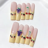 Strawberry Cherry Milk Press On Nails