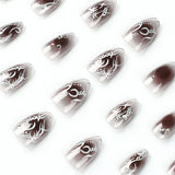 Uñas postizas cortas con diamantes de imitación negros, uñas postizas avanzadas, venta al por mayor, media pegatina, 365nails