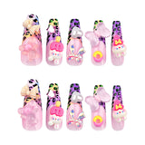 French color leopard print manicure, sweet and cute three-dimensional bow, wearing armor, cute rabbit love nail piece, finished product wholesale｜365nails