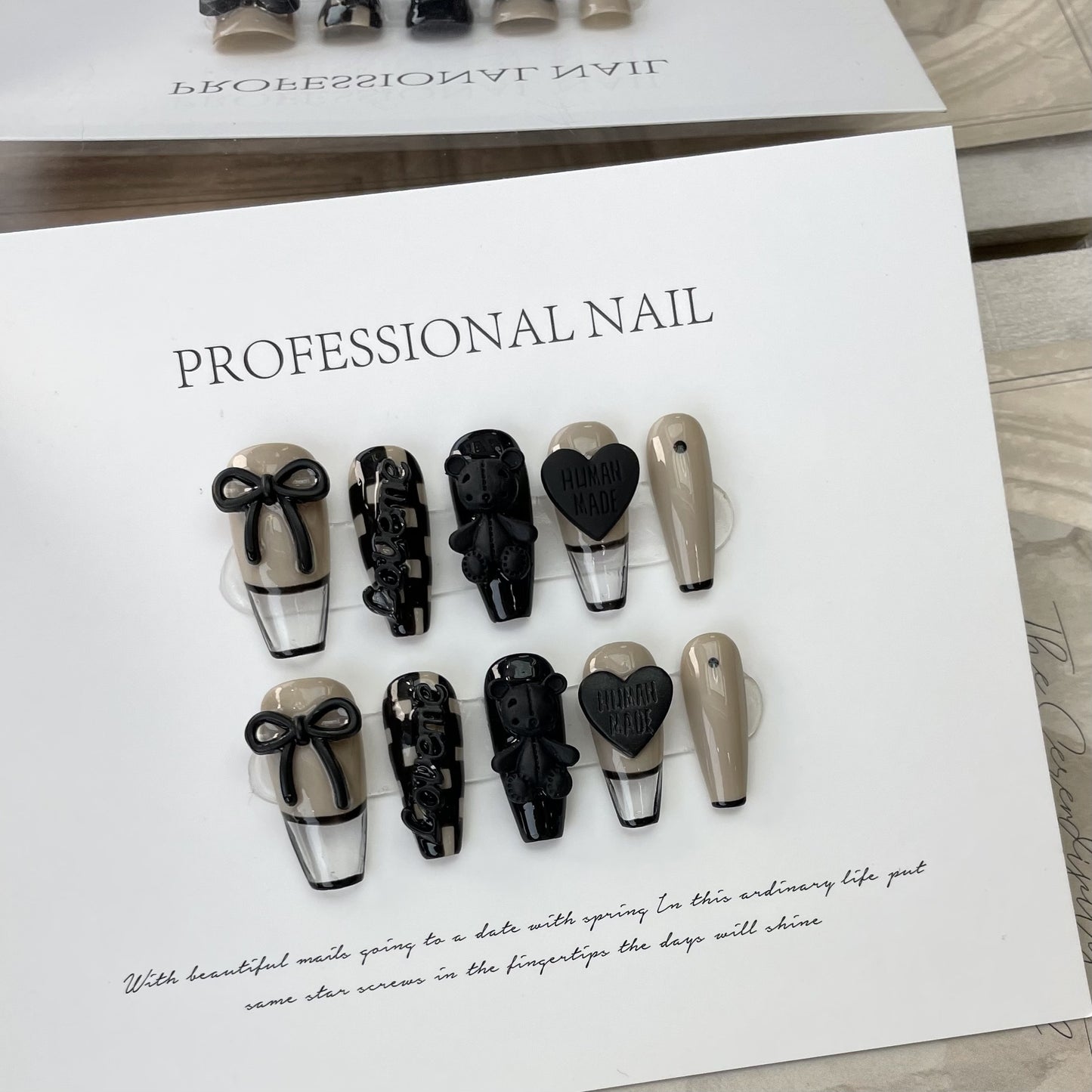 Handmade press-on nails Chessboard Bear Love press-on nails Nail Removable | 365nails