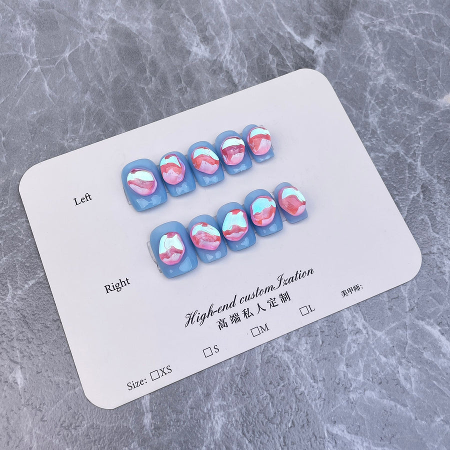 365nails: "Dopamine Swirl" – Short Squoval Handmade Press-On Nails