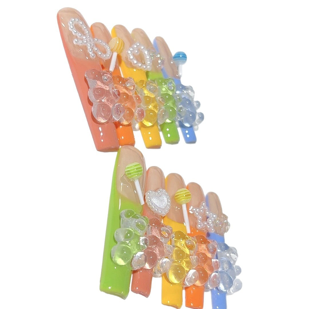 Colorful Candy Bear Jelly Cute Press On Nails