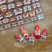 Chinese Lion Dance: "Auspicious Lion" – 3D Embossed Nail Sticker