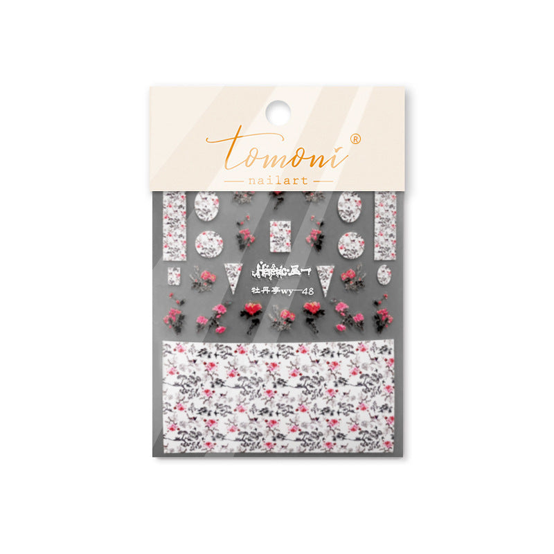 365nails: "Ink Wash Peony" – nail art stickers