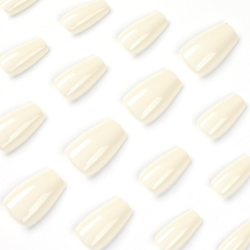 短款純色乳白芭蕾形穿戴甲片｜365nails