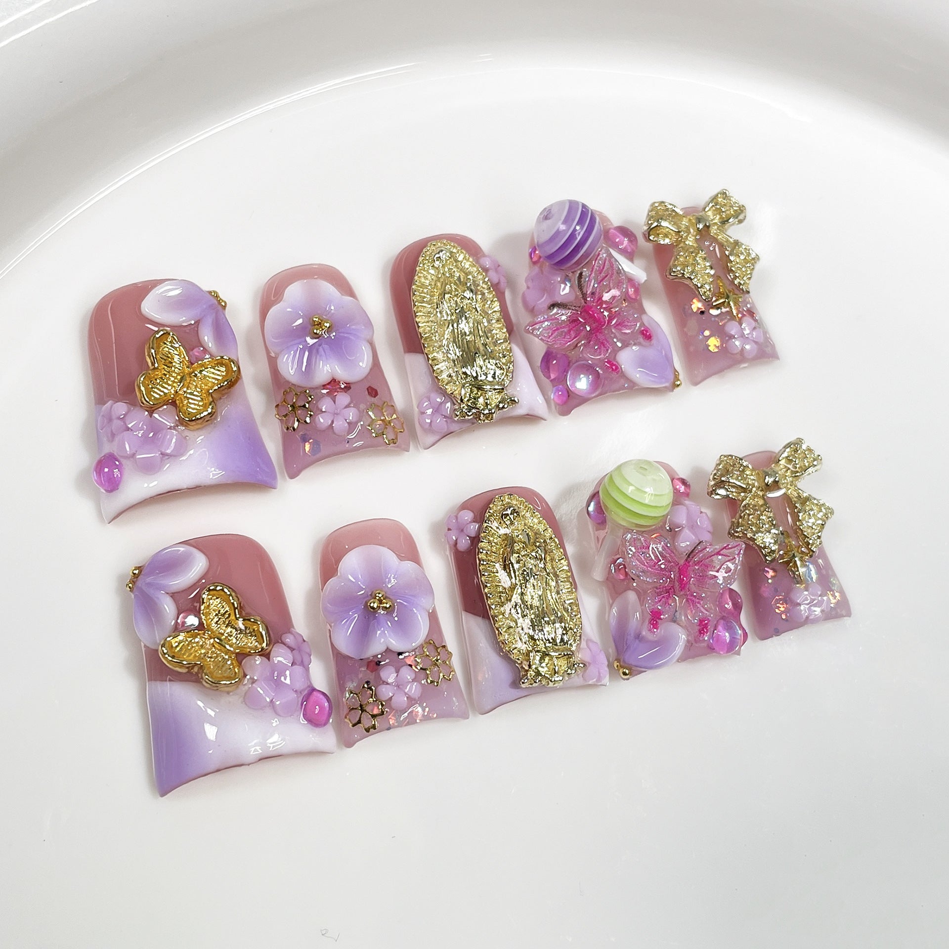 Lavender Dream Garden Series Press-On Nails