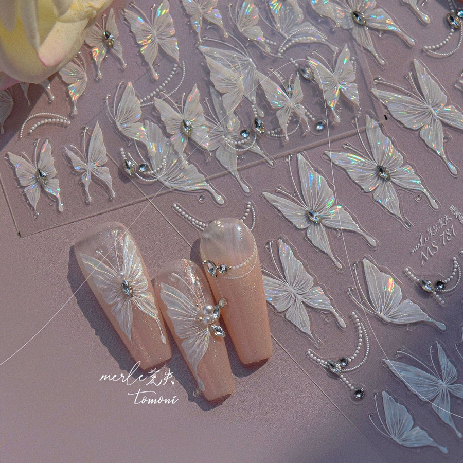 Jelly Crystal Butterfly: "Ethereal Fairy Wings" – 5D Embossed Nail Sticker