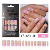Popular hand-worn nail sweet cool flower almond long finished nail art removable patch fake nail piece