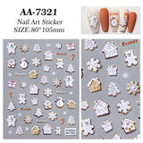 Original Christmas snowman manicure sticker 5D relief three-dimensional colored Christmas tree DIY nail sticker jewelry AA