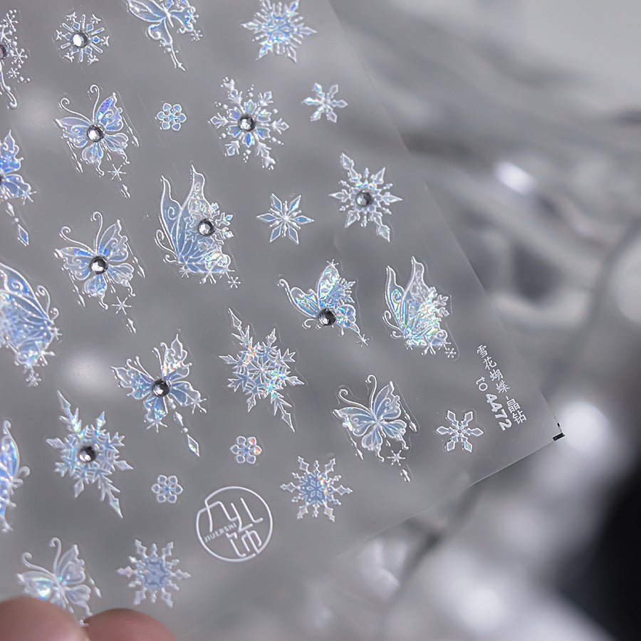 365nails: "Iridescent Blue Snowflake & Butterfly" – nail art stickers