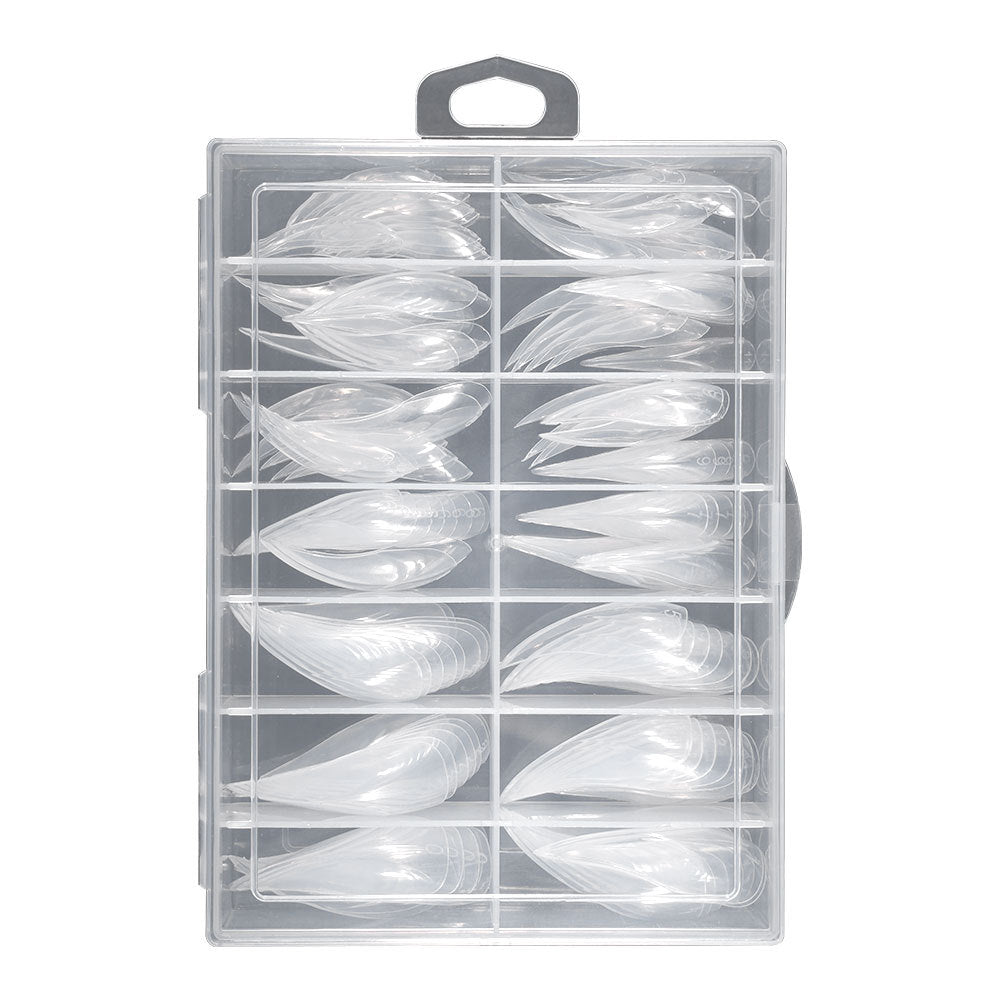Nail Tips Eagle Claw Nail Mold Nail Extension Quick Extension Phototherapy Nail, Paper Free Tray 140 Pieces Boxed Transparent Crystal Nail Film
