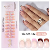 Nail Tips press on nails  explosion five-color French manicure glossy high-end square removable patch fake nail nail piece