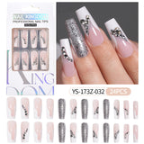 Press on nails fake nail patch extension nail Spice Girl medium rectangle removable 24 pieces with drill manicure