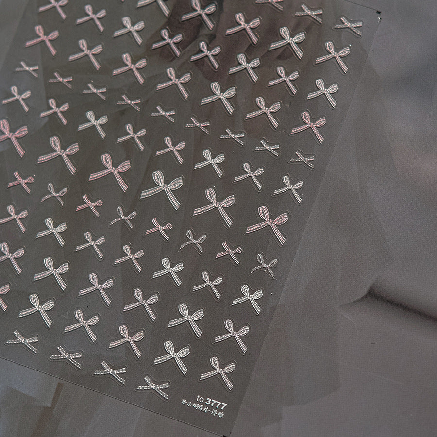 Monochrome Bow: "Black & White" – 3D Nail Sticker