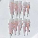 Sweet Blush Floral Extra Long Stiletto Press On Nails