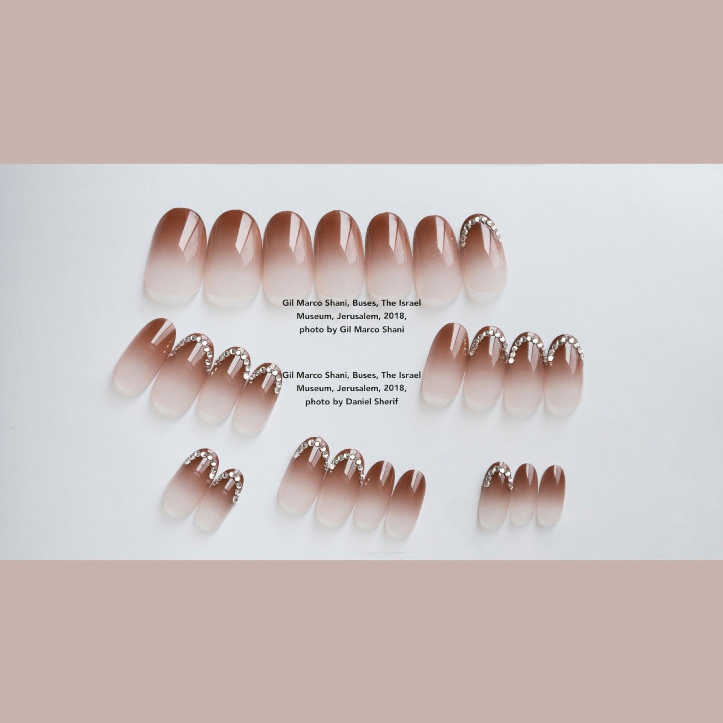 Brown color gradual change fingertips full diamond wearing finished nail fake nail waterproof detachable nail patch stall source｜365nails