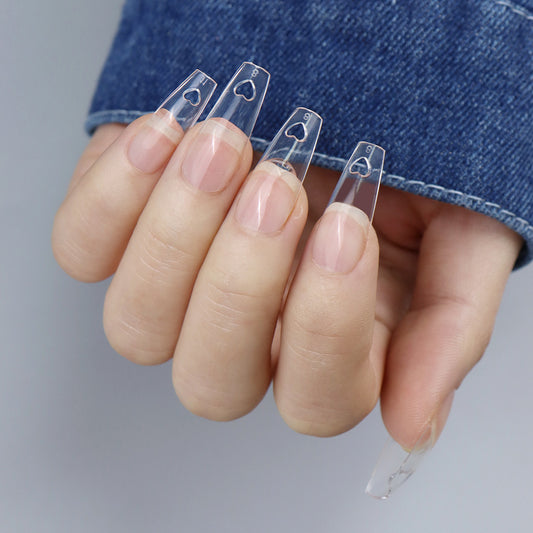 Nail Tips Press on nails pads, love hollow 504 pieces, boxed trapezoidal with holes, fully pasted fake nail transparent nail pads