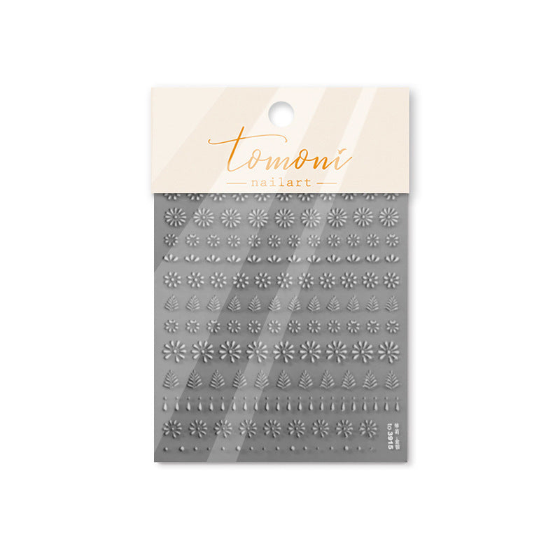 Gold Ornament: "Daisy & Pine" – 3D Nail Sticker