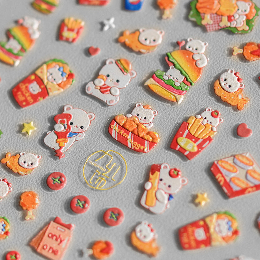 365nails: "Fast Food Bear Party" – nail art stickers