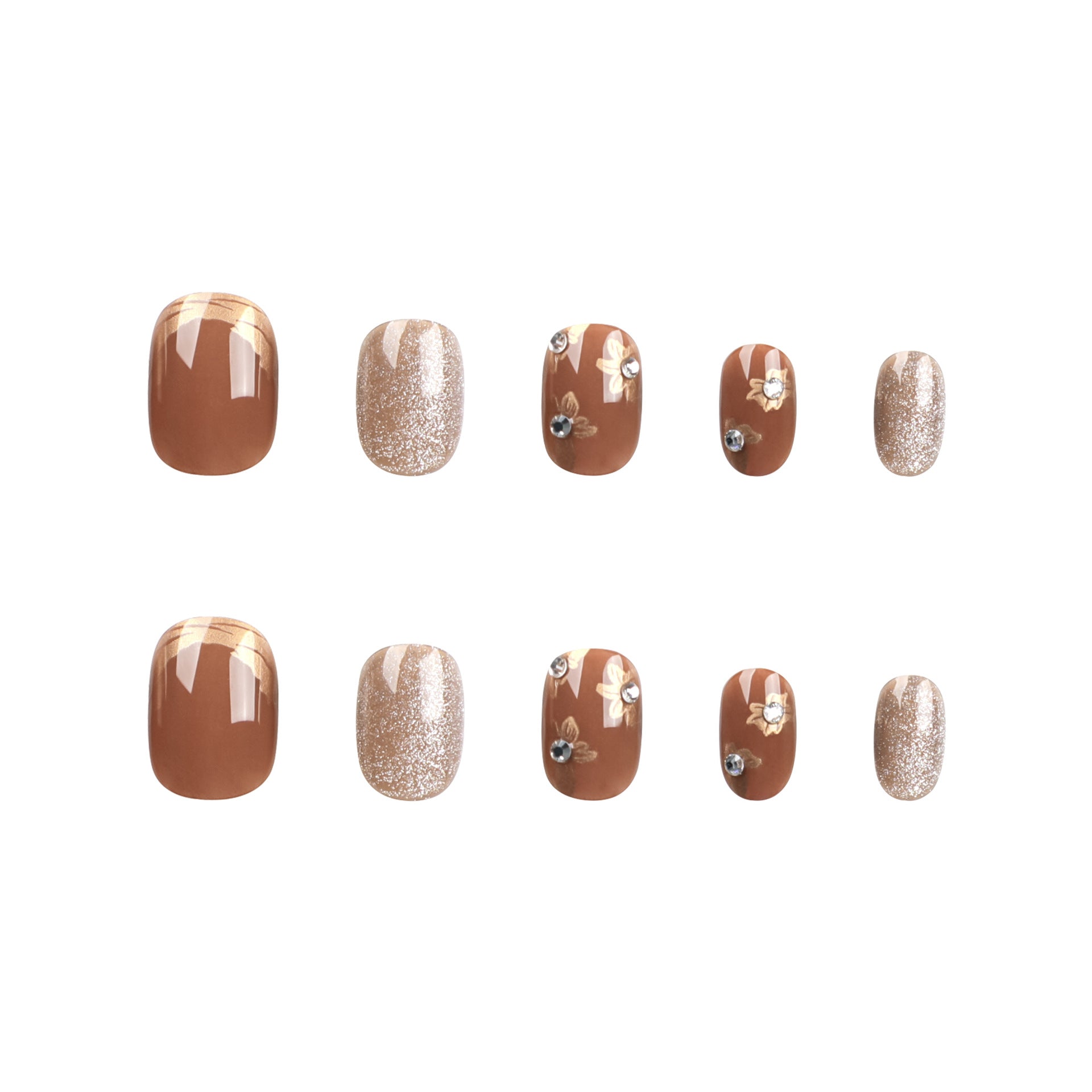 Maillard wind press-on nails caramel color autumn manicure short mini nail piece false nail wholesale｜365nails