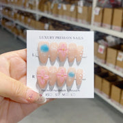 365nails-Lotus Whisper: "3D Ice Lotus" – Medium Almond Handmade Nails