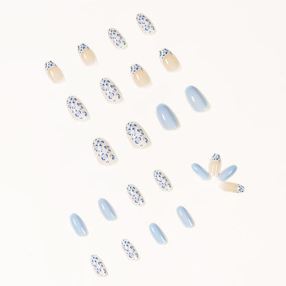 Cream White Baby Blue Short Ballet Wear Nail Art False Nail Art Patch Nail Patch Removable Nail Art Patch｜365nails