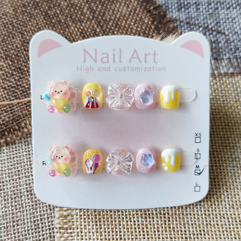 365nails: "pastel gummy bear" – short round handmade kids press-on nails