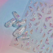 365nails: "Borboleta de Luz Holográfica em Concha" – Adesivos de Unha Iridescentes