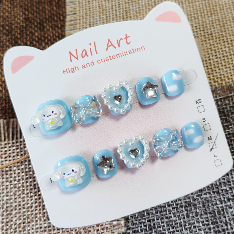 365nails: "cloudy cinnamoroll" – short round handmade kids press-on nails