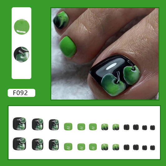 Press-on toenails style, fresh and natural, green apple vitality manicure, light green fake nails,  fashion Press-on toenails nail wear｜365nails